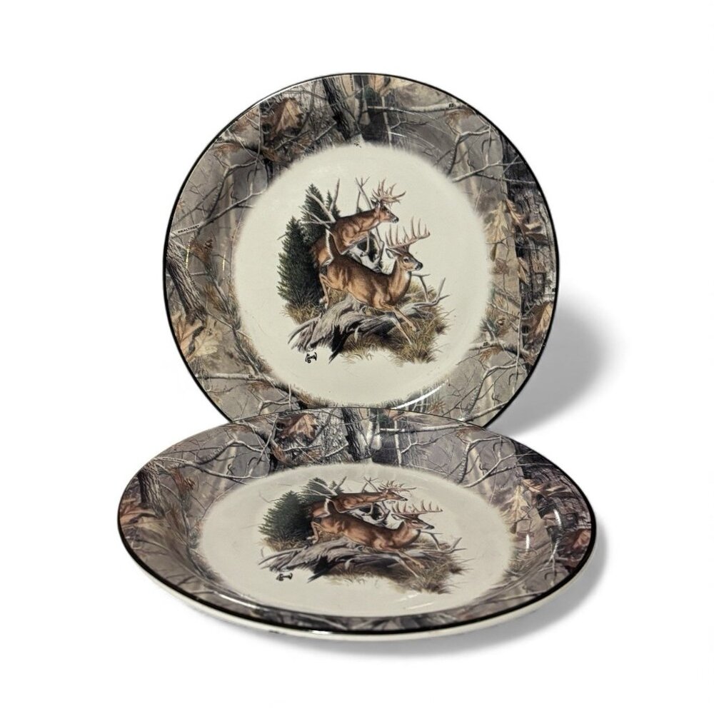 Set of 2 Al Agnew RealTree AP 7.5" Deer Buck Camo Plates –‎ Great Ideas LLC